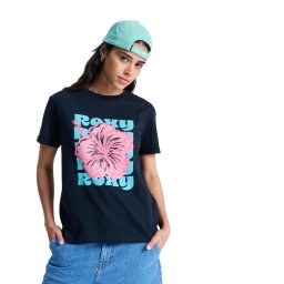 ROXY Tricou 'Oceanregular Poster' bleumarin / azuriu / roz / roz deschis