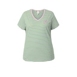 Ulla Popken Tricou verde iarbă / roz / alb