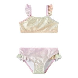 NAME IT Costum de baie două piese 'NMFZola' verde pastel / portocaliu caisă / roz