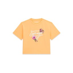 GUESS Tricou verde / portocaliu deschis / magenta / alb