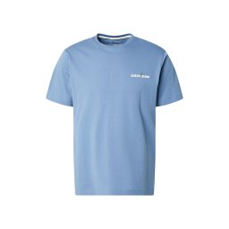 GUESS JEANS Tricou 'WEST COAST HOTEL' bej deschis / albastru porumbel / verde / alb