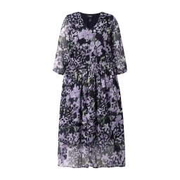 Ulla Popken Rochie verde deschis / mov lavandă / negru