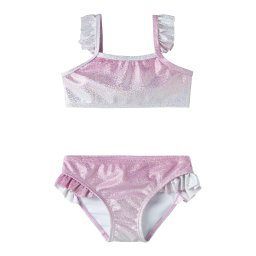NAME IT Costum de baie două piese 'NMFZola' roz zmeură / argintiu