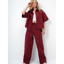 Trend Alaçatı Stili Costum cu pantaloni roșu burgundy