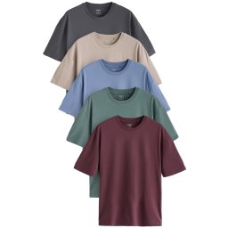 Next Tricou bej / albastru / gri închis / verde smarald / ciclam