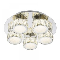 Plafoniera cristal Amur 49350D4, 40W LED, 2800 lumeni, 4000K, D:400 mm H:110 mm, crom