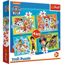 Puzzle Trefl 4 în 1 Patrula Catelusilor pentru copii 4 ani+