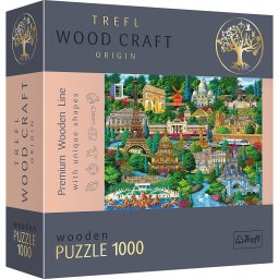 Puzzle din lemn Trefl 1000 piese cu obiective turistice faimoase din Franta