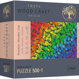 Puzzle din lemn Trefl Wood Craft 500+1 piese, Fluturi colorati
