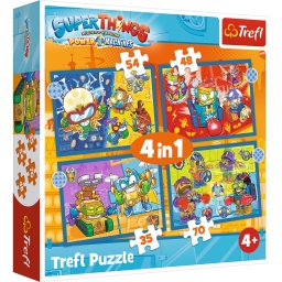 Puzzle Trefl 4 în 1 Super Things Super Actiunea, 4 imagini, 4+ ani