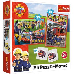 Puzzle 2 in 1 si Memo Trefl Pompierul Sam - Echipa Pompierilor