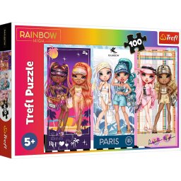 Puzzle Trefl 100 piese Rainbow High, Papusile deosebite, 5+ ani
