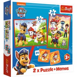 Puzzle Trefl 2in1 + Memo Patrula Catelusilor, Echipa in Actiune
