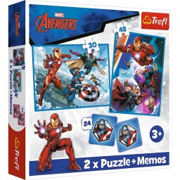 Puzzle Trefl 2in1 + Memo Avengers Eroii în actiune, 3 ani+