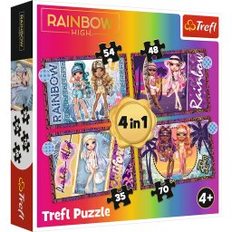Puzzle Trefl Rainbow High 4 în 1 cu papusile fashion, 4+ ani