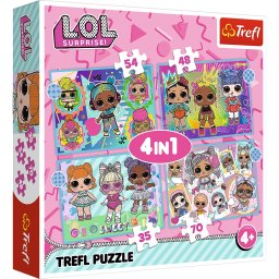 Puzzle Trefl LOL Surprise 4 în 1 Cunoaste Papusile, 4+ ani