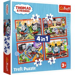 Puzzle Trefl 4 in 1 Thomas si Prietenii, set educativ copii 4+ ani