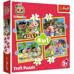 Puzzle Trefl 4 in 1 Cocomelon - Prezentarea familiei, 4+ ani