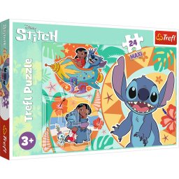 Puzzle Trefl Maxi 24 piese Stitch, Ziua vesela a lui Lilo si Stitch