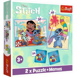 Puzzle copii Trefl 2 in 1 Stitch si Lilo cu joc memo, 3+ ani