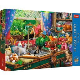Puzzle Trefl 1000 piese Premium Plus Tea Time Pisici Nazdravane