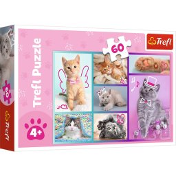 Puzzle Trefl 60 piese cu pisicute dragute pentru copii 4+