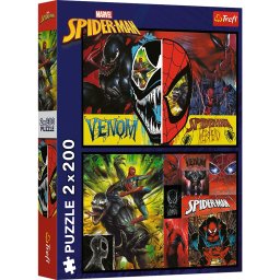 Puzzle Trefl 2x200 piese Spider-Man si Venom pentru copii 7+ ani