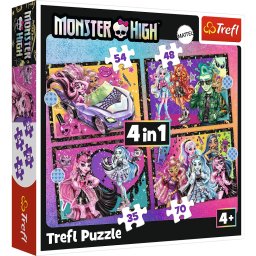 Puzzle Trefl 4 în 1 Monster High - O zi electrizanta, 4+ ani