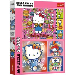 Puzzle Trefl 2x200 piese Hello Kitty si prietenii, multicolor, 7+ ani