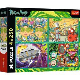 Puzzle Trefl 4x250 piese Rick and Morty, multicolor, 10+ ani