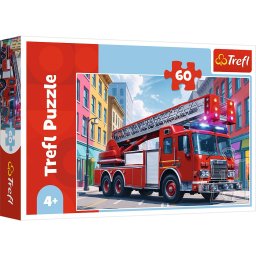 Puzzle Trefl cu 60 piese, Masina de Pompieri, 4+ ani