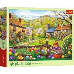 Puzzle Trefl 1000 piese Vanatoare de oua de Paste, multicolor