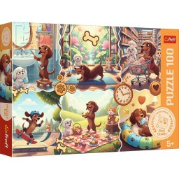 Puzzle Trefl 100 piese O zi lunga a unui teckel pentru copii 5+