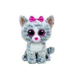 Pisica de plus TY Beanie Boos Kiki, gri, 24 cm, pentru copii 3+