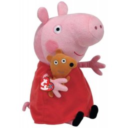 Jucarie de plus TY Peppa Pig Beanie Babies, 28 cm, multicolor