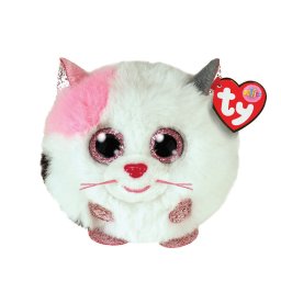 Jucarie de plus TY Beanie Balls Muffin, pisica alba, 8 cm