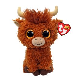 Jucarie de plus TY Beanie Boos Alfie, vaca maro de munte, 15 cm