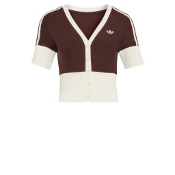 ADIDAS ORIGINALS Geacă tricotată 'V-NECK SHIRT WITH' maro / alb