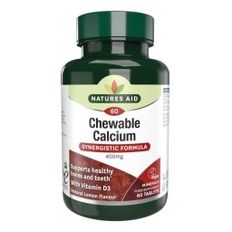 Calciu Masticabil cu Vitamina D3 Formula Sinergistică Natures Aid, 60 Comprimate