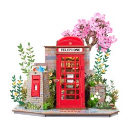 Puzzle 3D, Casuta DIY, Cabina telefonica cu flori si carti, 116 piese