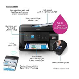 Multifunctional Inkjet CISS Color Epson L5590, A4, Functii:Impr|Scan|Cop|Fax,Viteza Print Mono:33ppm,Viteza Print color:15ppm,Conectiv:USB|Retea|Wi-Fi,Duplex:,ADF:Da, (Timbru Verde 23lei) "C11CK57403"(RAPO)