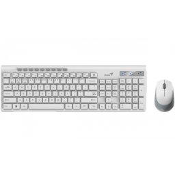 KIT wireless GENIUS, tastatura wireless 104 taste (multimedia) + mouse wireless 1200dpi, 3 butoane, BT5.3 + 2.4G, USB, alb, "SlimStar 8230" "331340015400" (timbru verde 0.8 lei)