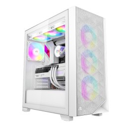 CARCASA PCCOOLER, Middle Tower, ATX, fara sursa, sticla securizata, 3 ventilatoare incluse, iluminare ARGB, alb, USB 3.2 gen 2 x 2, mic, audio, "C3D510 ARGB WH"