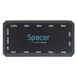 FAN HUB SPACER pt. maxim 10 ventilatoare ARGB + 2 benzi LED, telecomanda pt. setat iluminarea RGB, sincronizare cu MB, alimentare 6-pin "SPFC-RGB-6P" (timbru verde 0.18 lei)