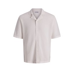 JACK & JONES Cămaşă Jjchris Knit Resort Ss 12288537 11-4201 TCX cloud dancer