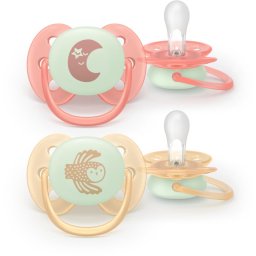 Philips Avent Ultrasoft Night SCF094/02 0-6m suzetă Neutral 2 buc