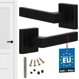 Mâner ușă pătrat cu rozete separate negru