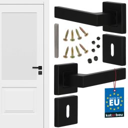 Mâner ușă pătrat cu rozete separate negru + rozetă pentru cheie