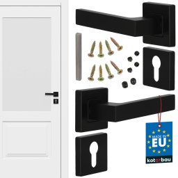 Mâner ușă pătrat cu rozete separate negru + rozetă pentru cilindru
