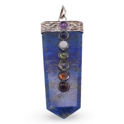 Pandantiv cu cele sapte chakre si Lapis Lazuli, model sabie 50-60mm